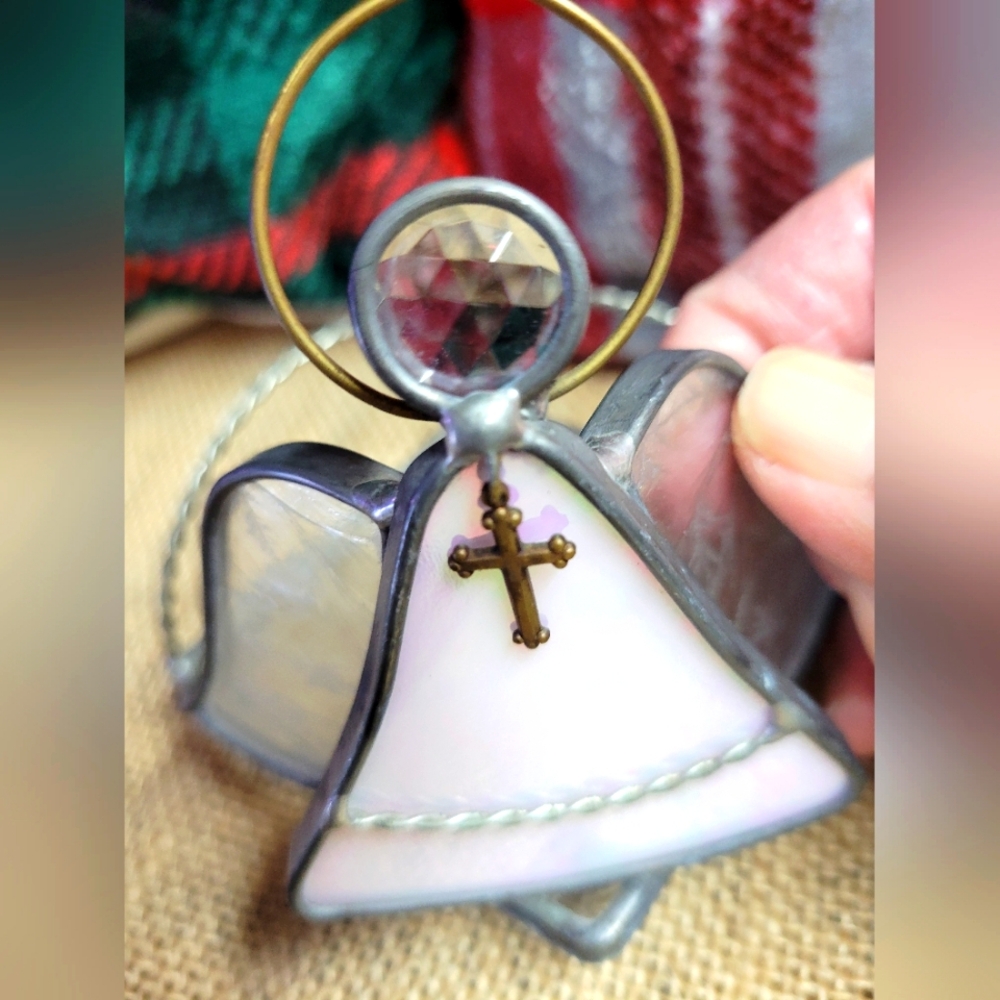 Vintage stained glass handcrafted angel votive holder 3.5×4